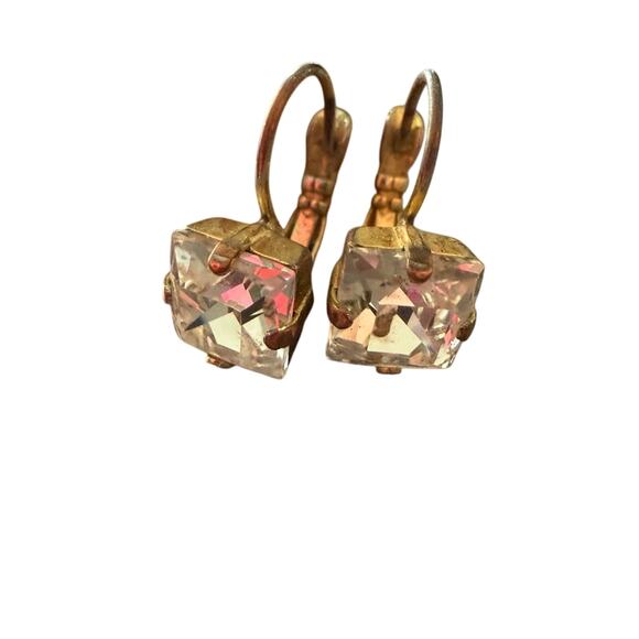 Sabika LIKE Gold Tone Dangle Earrings with Clear Sparkling Gemstones - Picture 1 of 9